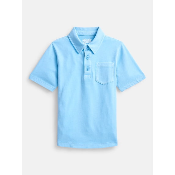 Wonder Nation Boys' Garment Dye Polo Shirt, Sizes XS-XXL & Husky