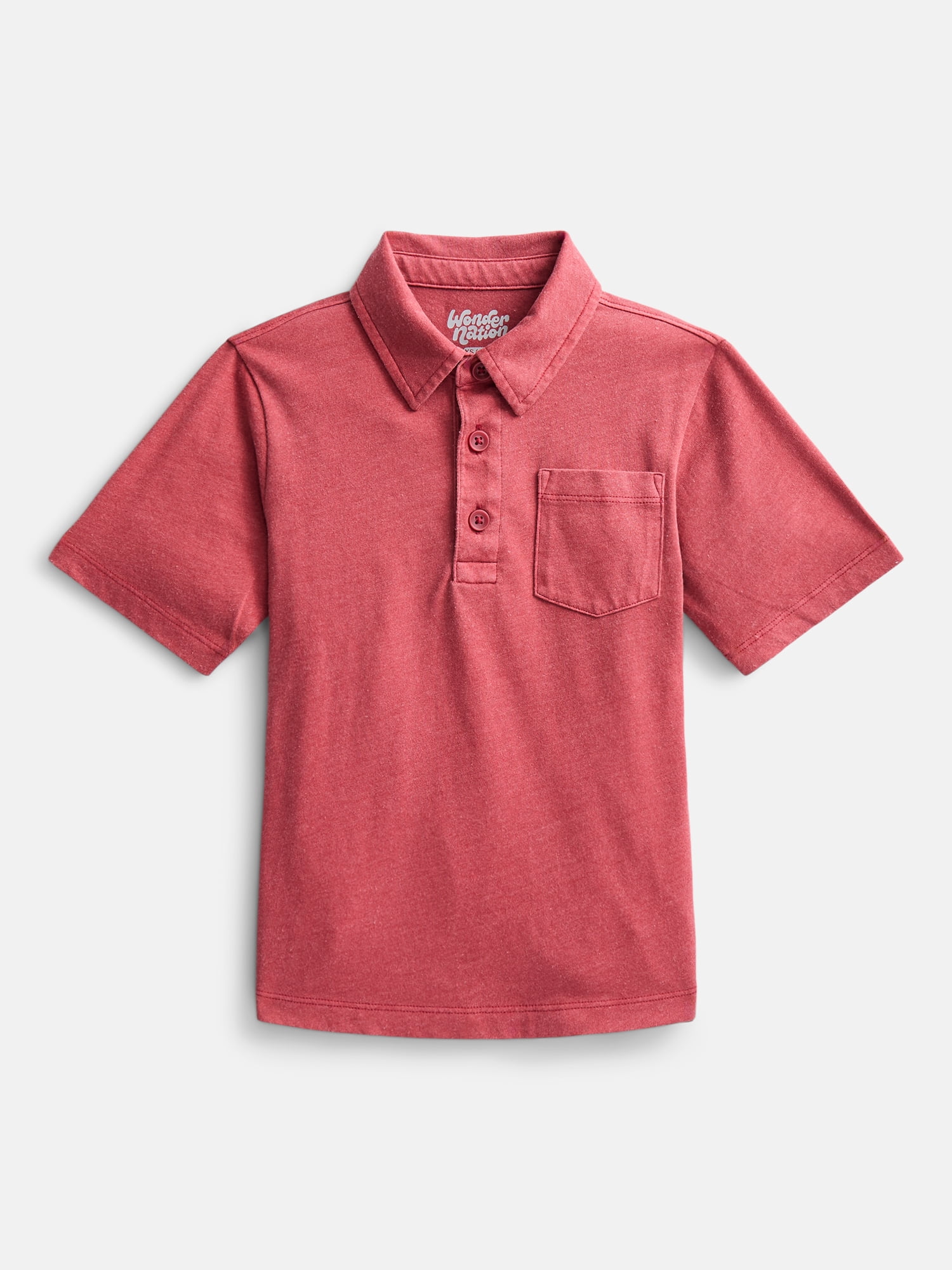 Wonder Nation Boys' Garment Dye Polo Shirt, Sizes XS-XXL & Husky