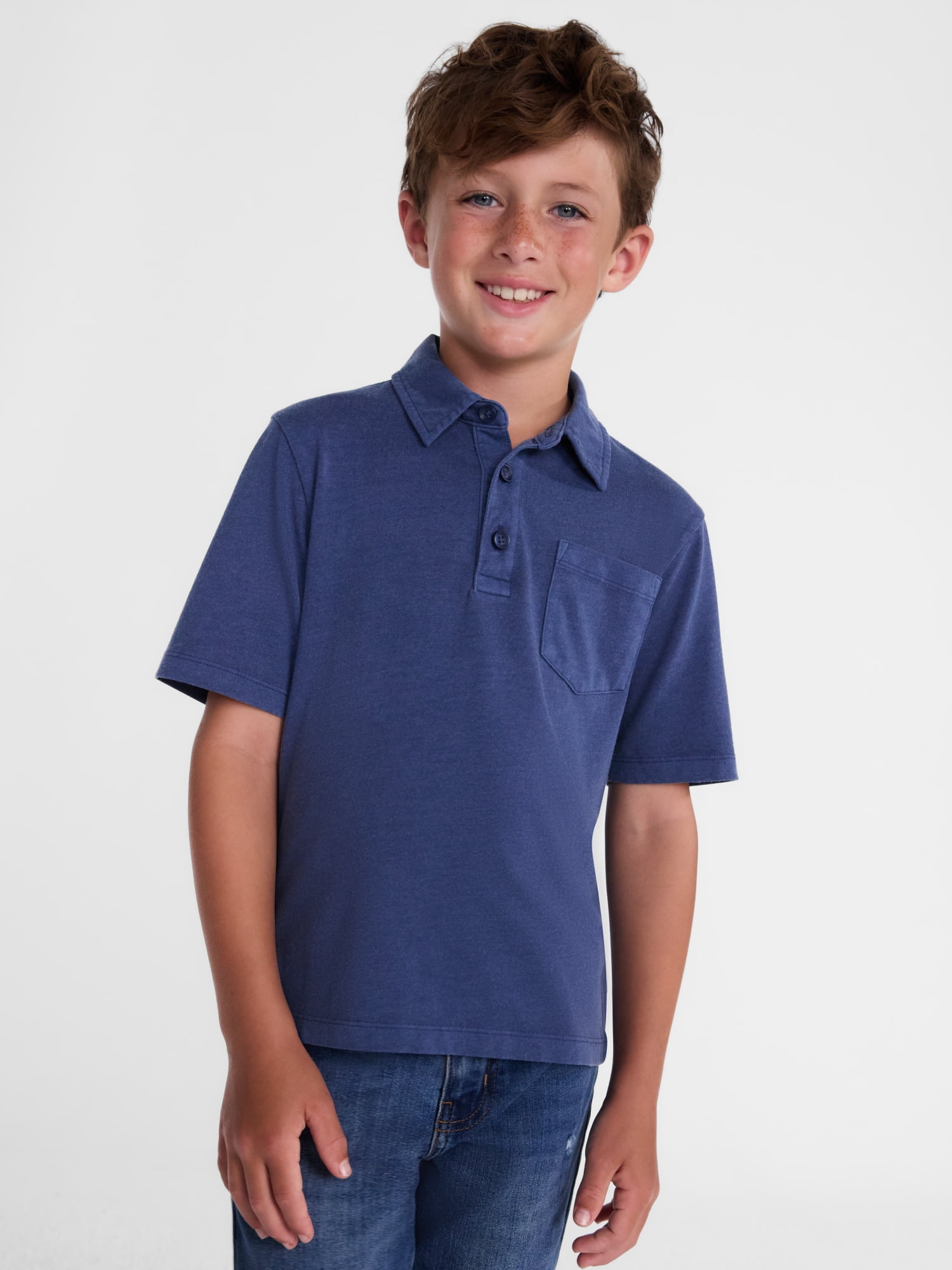 Wonder Nation Boys' Garment Dye Polo Shirt, Sizes XS-XXL