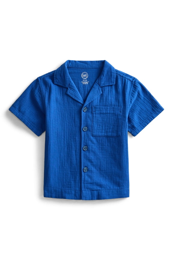 Boys' Cotton Gauze Button Front Shirt with Short Sleeves, Sizes 4-18 & Husky