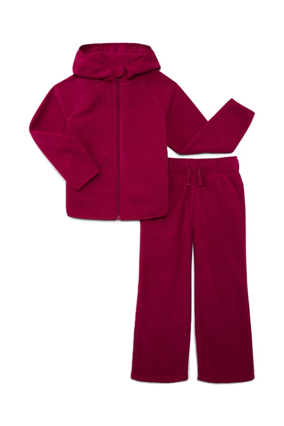 Girls Fleece Hooded Jacket and Wide Leg Pants Set, 2-Piece, Sizes 4-18