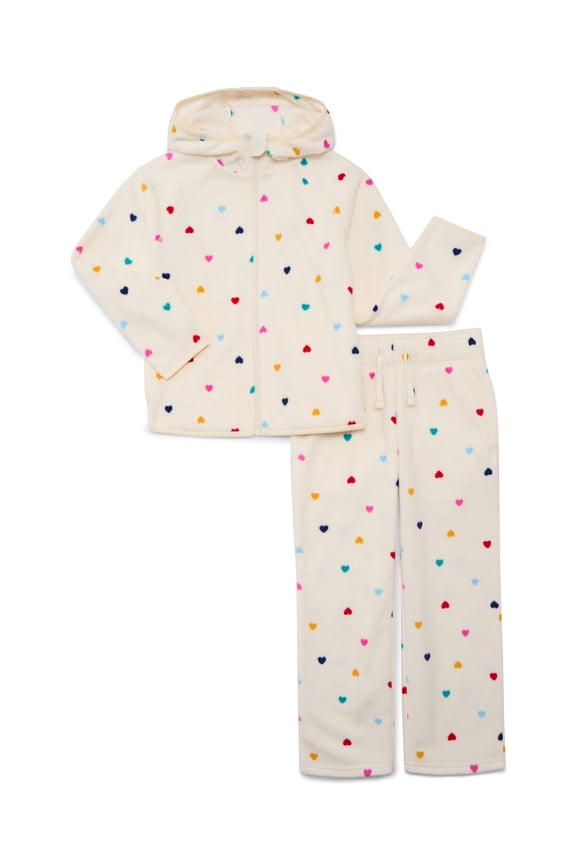 Girls Fleece Hooded Jacket and Wide Leg Pants Set, 2-Piece, Sizes 4-18