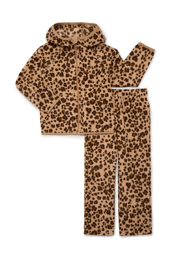 Girls Fleece Hooded Jacket and Wide Leg Pants Set, 2-Piece, Sizes 4-18