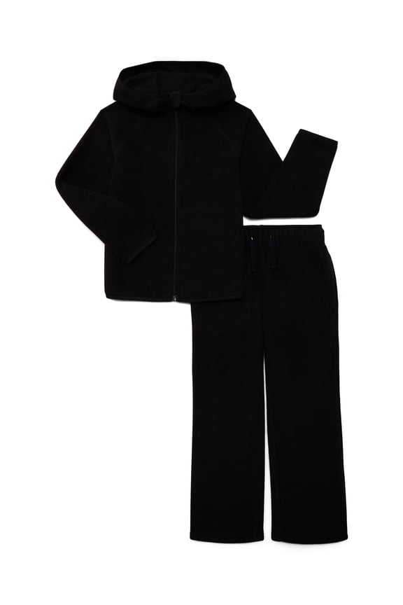 Girls Fleece Hooded Jacket and Wide Leg Pants Set, 2-Piece, Sizes 4-18