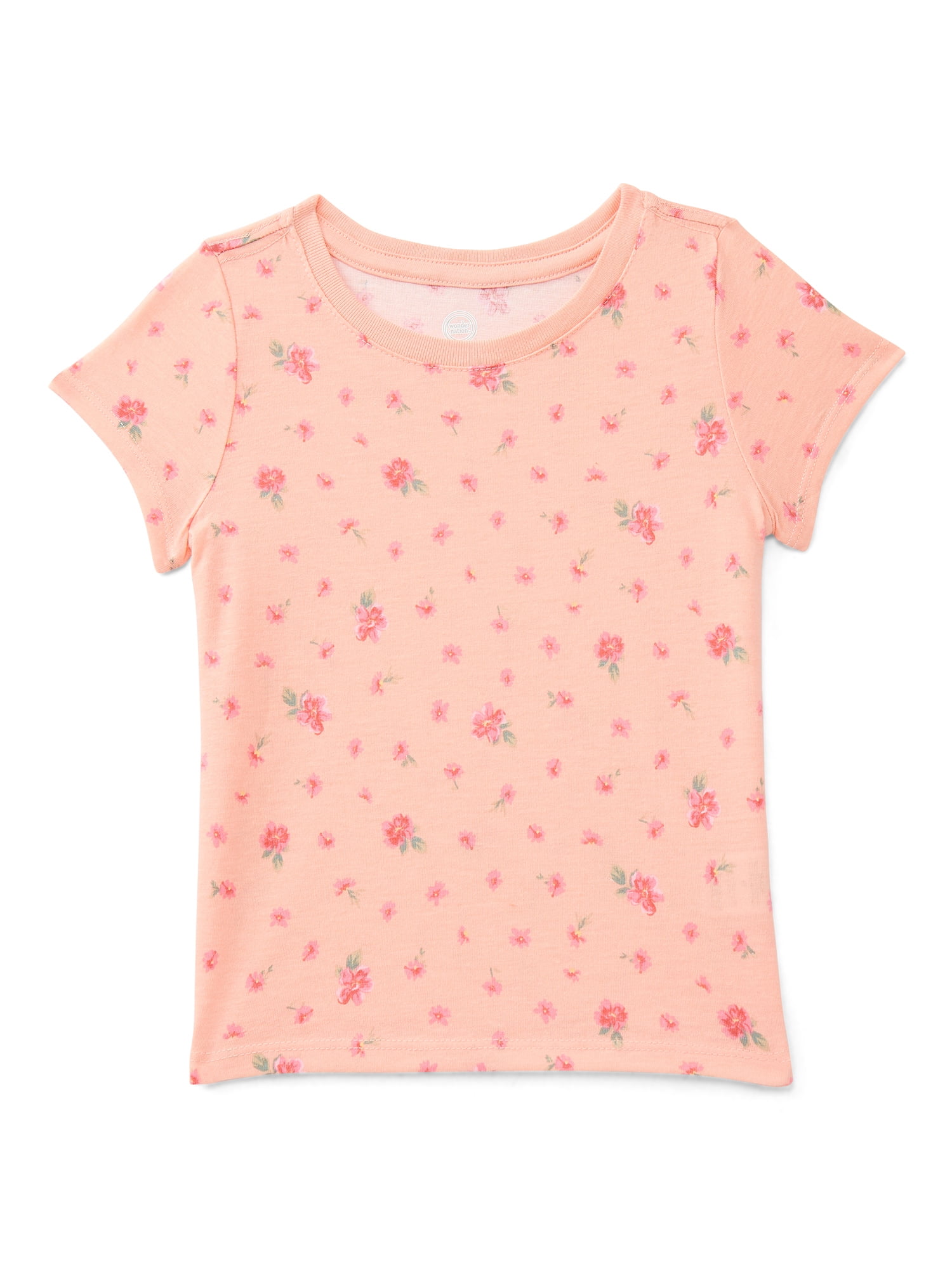 Wonder Nation Toddler Girls Tee with Short Sleeves, Sizes 18M-5T