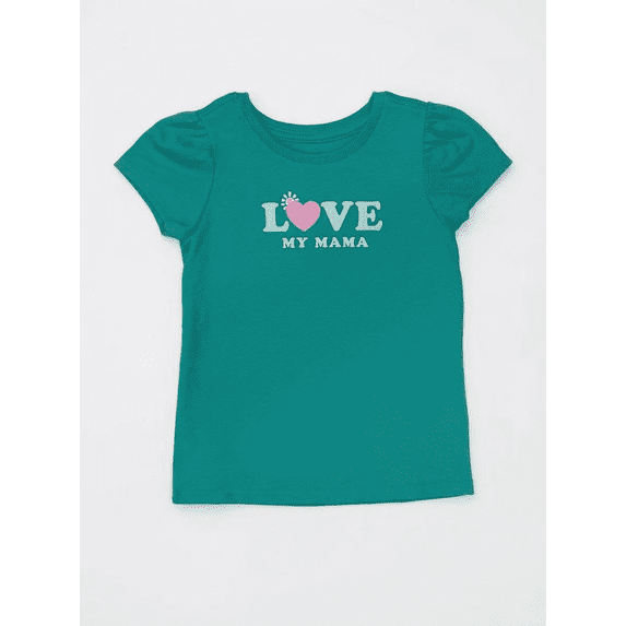 Wonder Nation Toddler Girls Graphic Tee with Puff Sleeves, Sizes 18M–5T