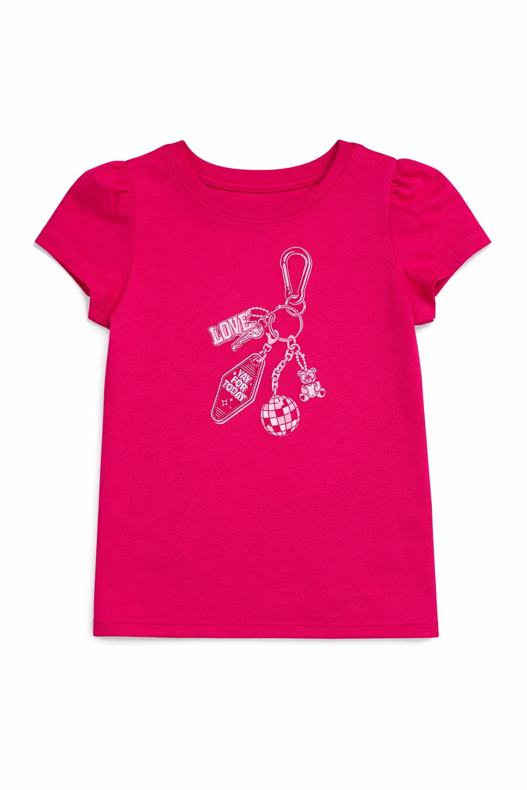 Wonder Nation Toddler Girls Graphic Tee with Puff Sleeves, Sizes 18M–5T