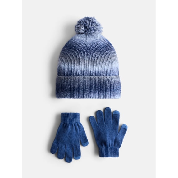 Wonder Nation Kids' Space Dye Beanie Hat and Gloves Set, 3- Piece