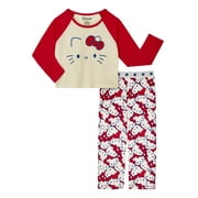 WONDER NATION x Hello Kitty Girls Long Sleeve Top and Sleep Pant Pajama Set, 2-Piece, Sizes 4-18