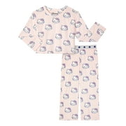 WONDER NATION Hello Kitty Girls Long Sleeve Top and Sleep Pant Pajama Set, 2-Piece, Sizes 4-18