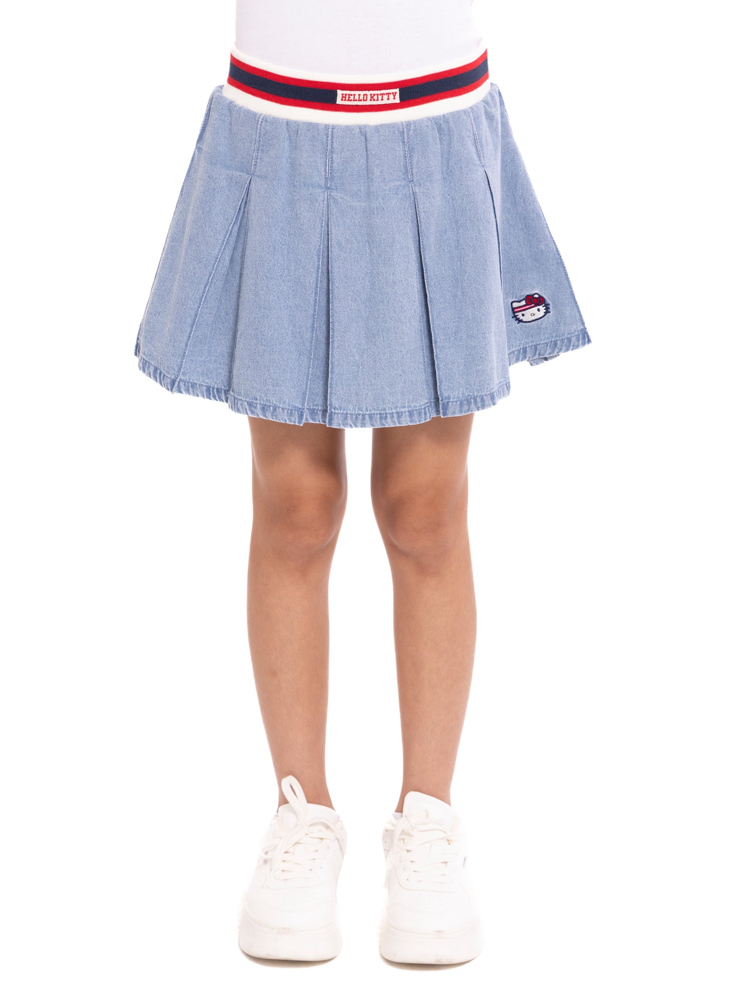 Wonder Nation Hello Kitty Girls Cotton Denim Pleated Skort, Sizes 4-18