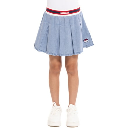 Wonder Nation Hello Kitty Girls Cotton Denim Pleated Skort, Sizes 4-18