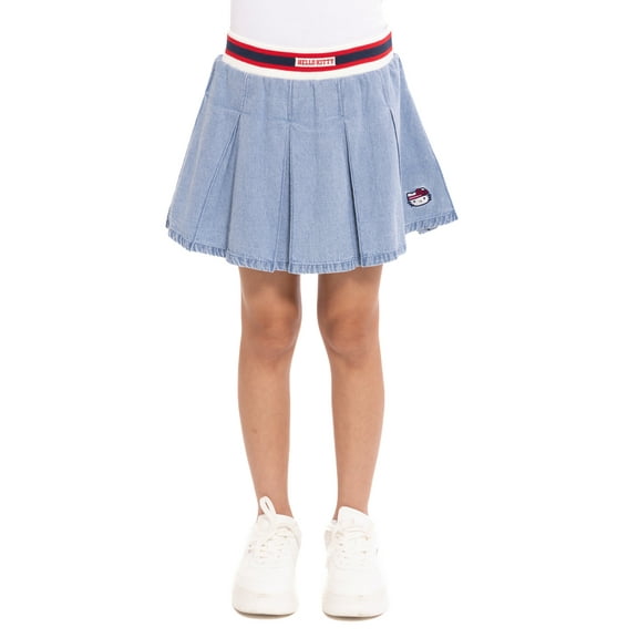 Wonder Nation Hello Kitty Girls Cotton Denim Pleated Skort, Sizes 4-18
