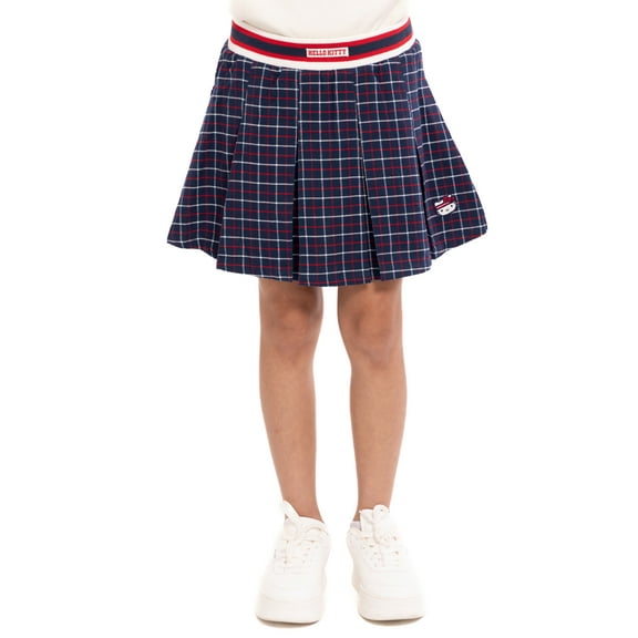 Wonder Nation Hello Kitty Girls Cotton Plaid Pleated Skort, Sizes 4-18