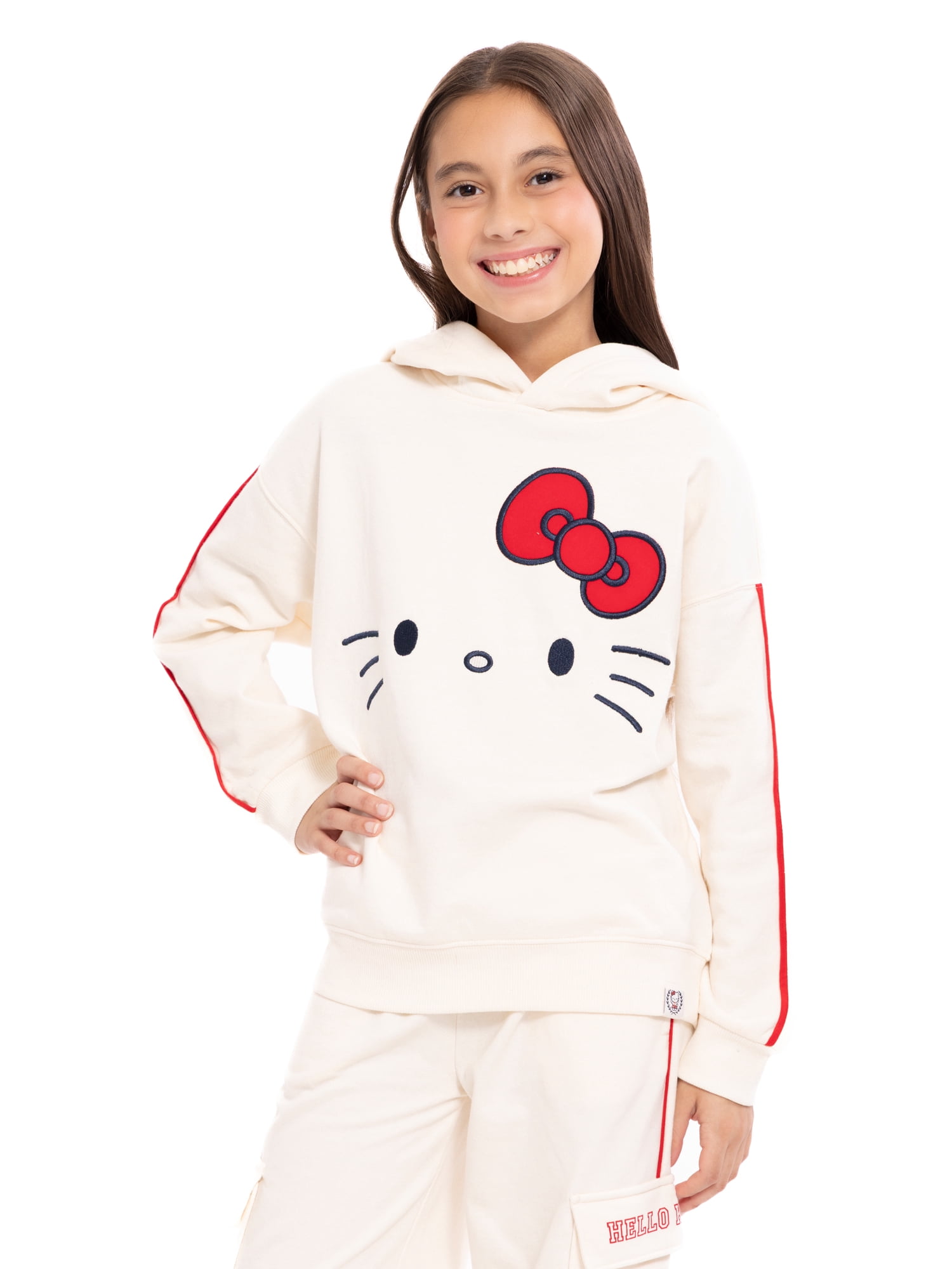 Wonder Nation Hello Kitty Girls Printed Graphic Hooded Sweatshirt, Sizes 4-18