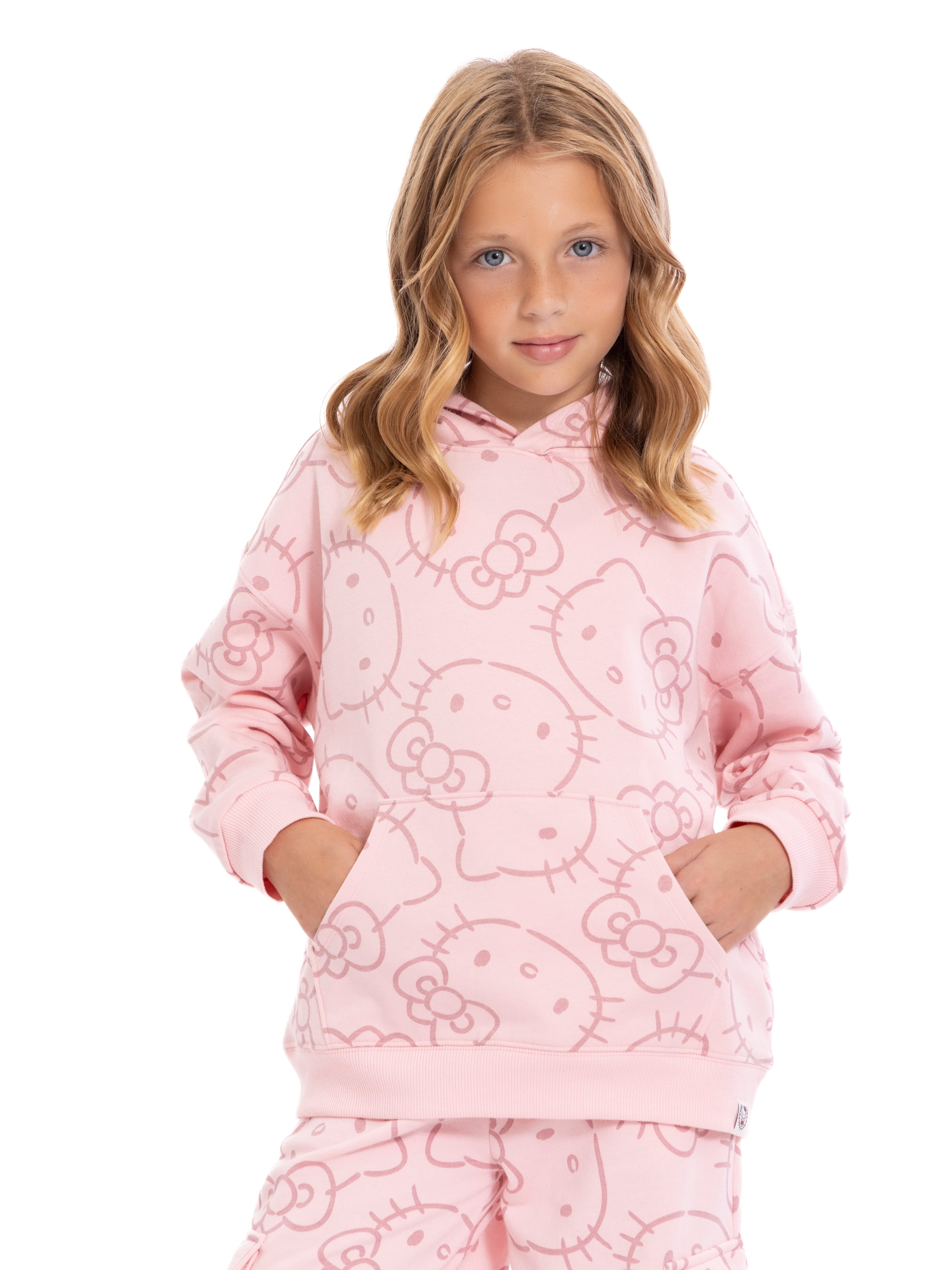 Wonder Nation Hello Kitty Girls Printed Graphic Hooded Sweatshirt, Sizes 4-18
