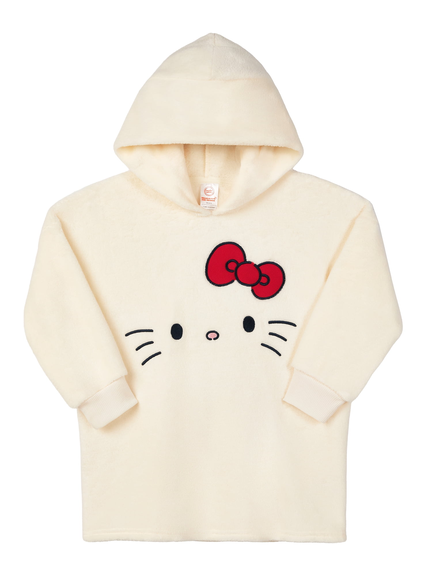 Wonder Nation X Hello Kitty Girls Long Sleeve Sleep Hoodie, One-Piece, Sizes 4-18