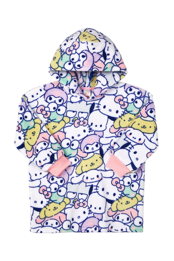 X Hello Kitty Girls Long Sleeve Sleep Hoodie, One-Piece, Sizes 4-18