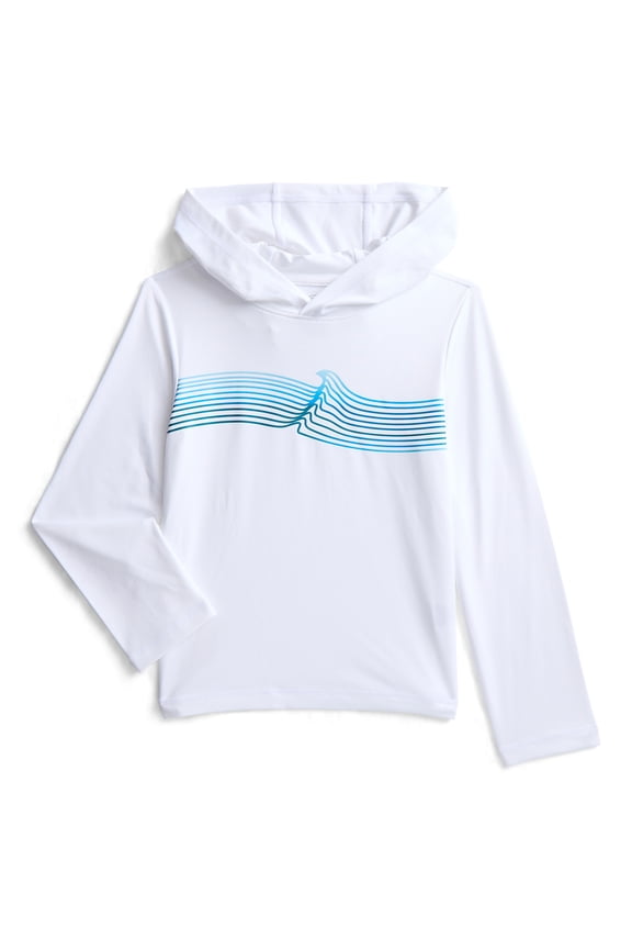 Boys Hooded Rash Guard with Long Sleeves, Sizes 4-18 & Husky