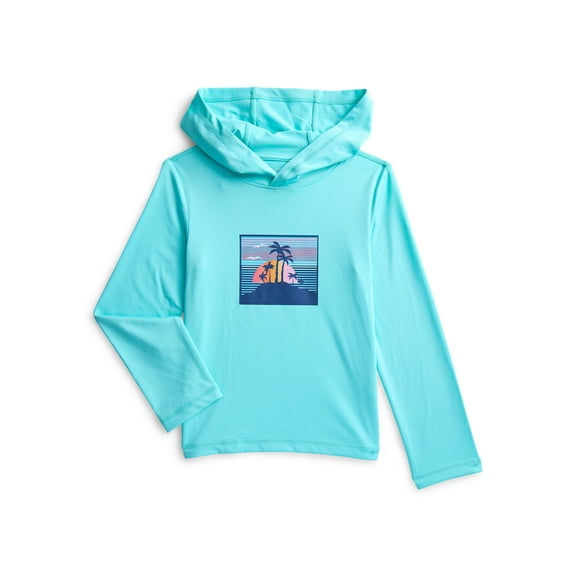 Wonder Nation Boys Hooded Rash Guard with Long Sleeves, Sizes 4-18 & Husky