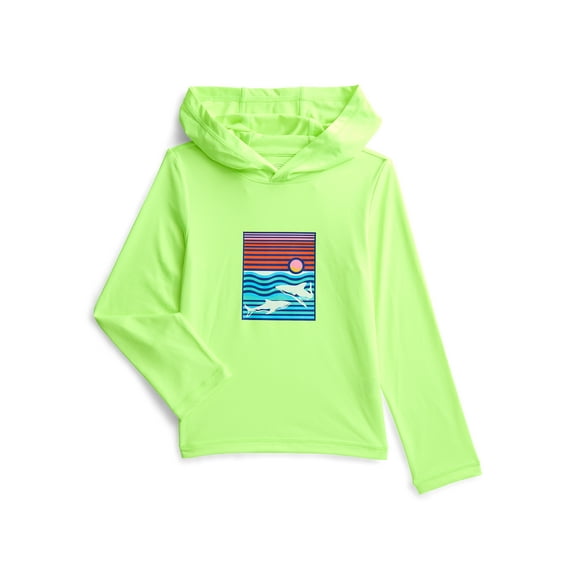 Wonder Nation Boys Hooded Rash Guard with Long Sleeves, Sizes 4-18 & Husky