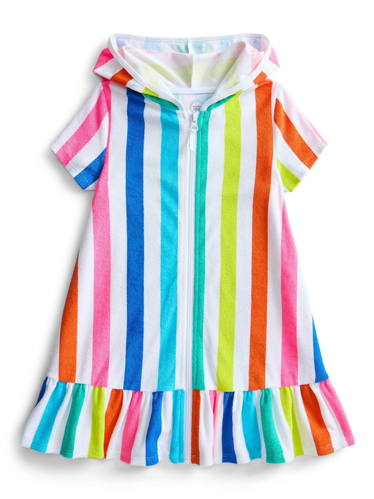 Wonder Nation Girls Terry Towel Swimsuit Coverup Dress with UPF 50+, Sizes 4-18 & Plus