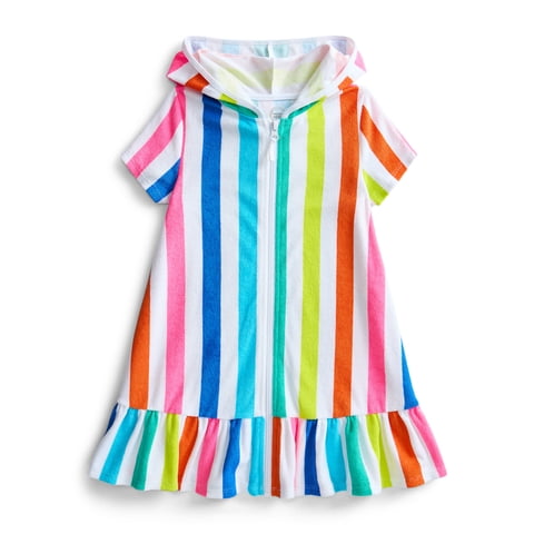 Girls Terry Towel Swimsuit Coverup Dress with UPF 50+, Sizes 4-18 & Plus