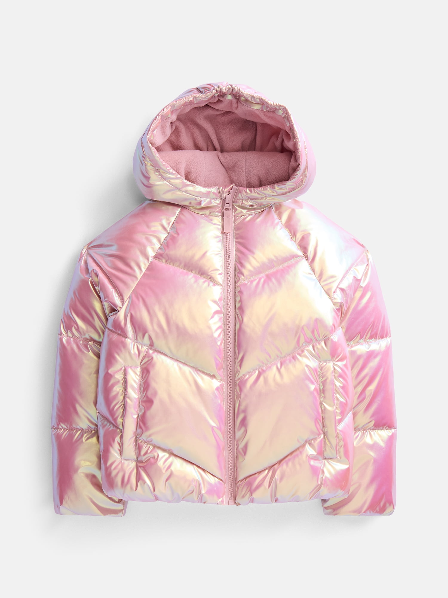 Wonder Nation Girls Heavyweight Puffer Jacket with Hood, Sizes 4-18