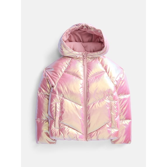 Wonder Nation Girls Heavyweight Puffer Jacket with Hood, Sizes 4-18