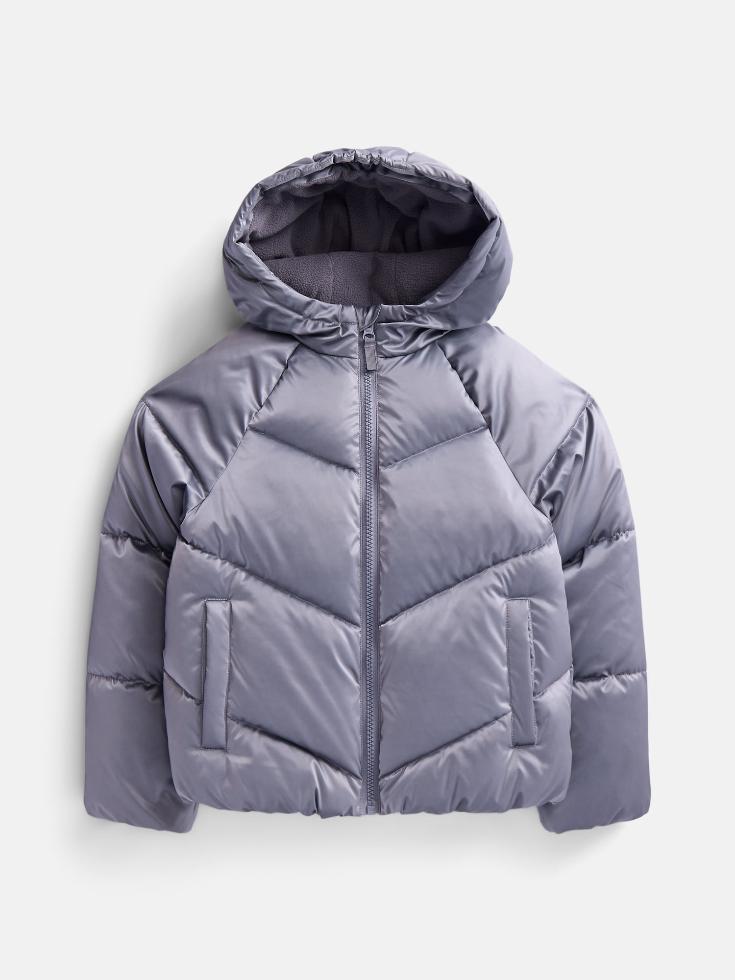 Wonder Nation Girls Heavyweight Puffer Jacket with Hood, Sizes 4-18
