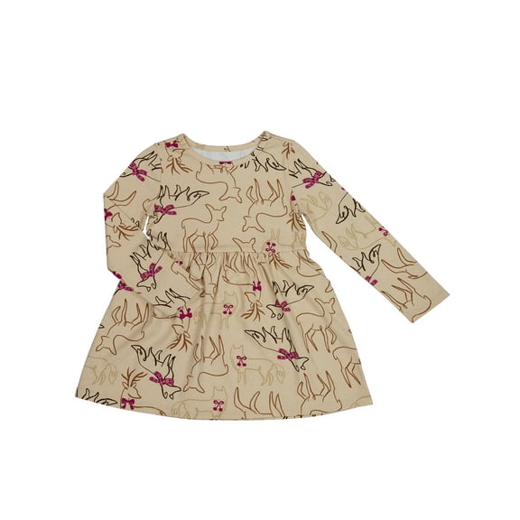 Wonder Nation Toddler Girls Long Sleeve Play Dress, Sizes 12M-5T