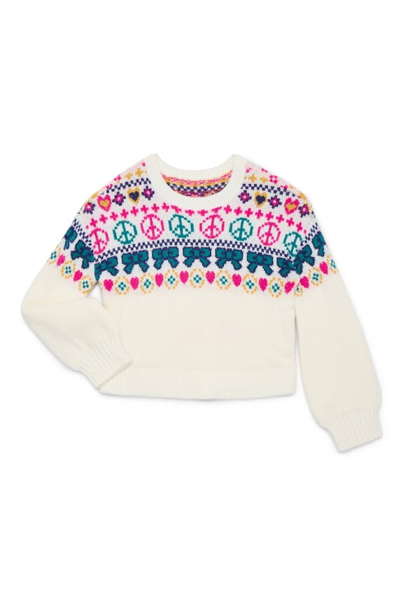 Girls Holiday Fair Isle Sweater, Sizes 4-18 & Plus