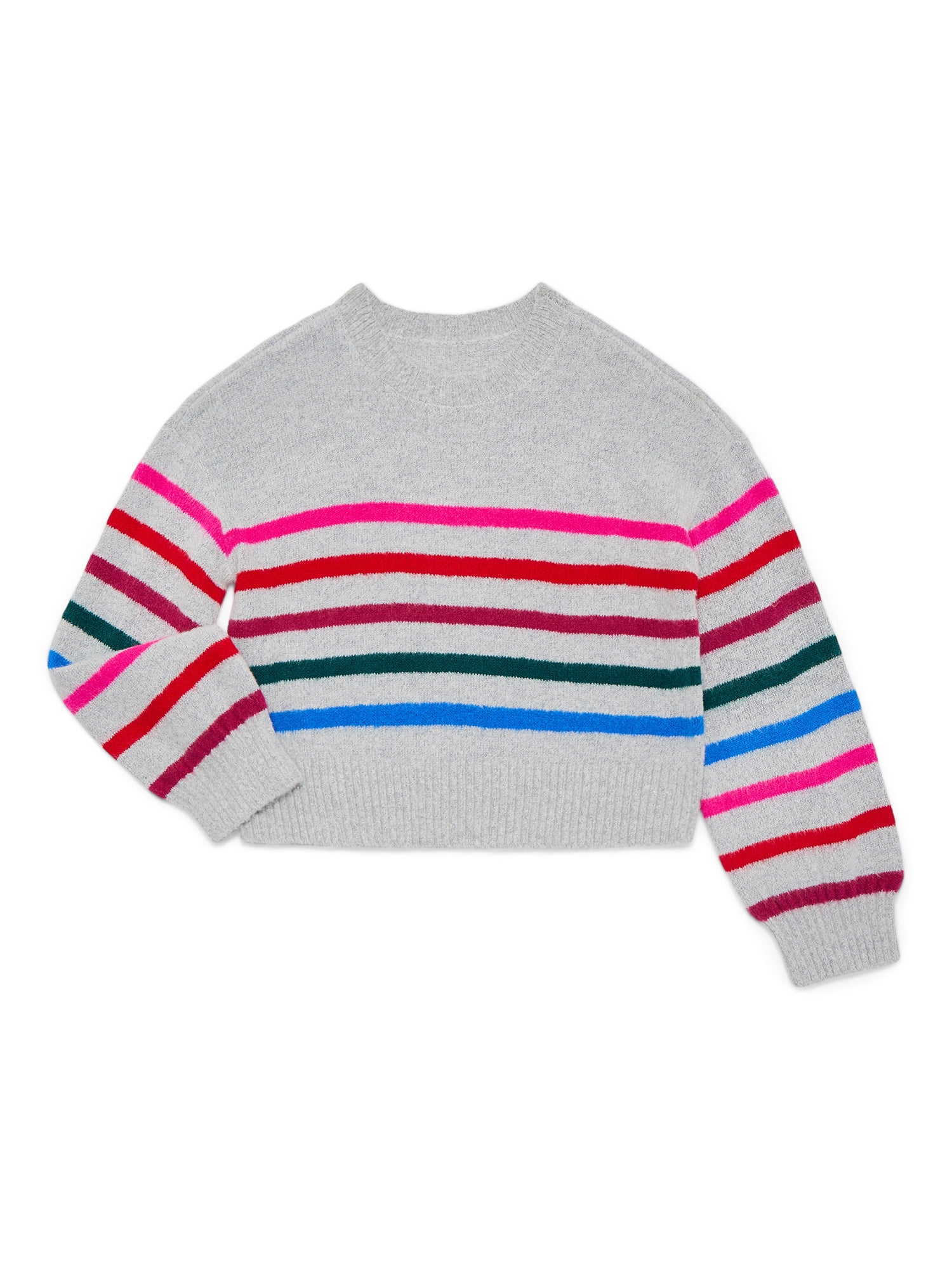Wonder Nation Girls Holiday Fair Isle Sweater, Sizes 4-18 & Plus