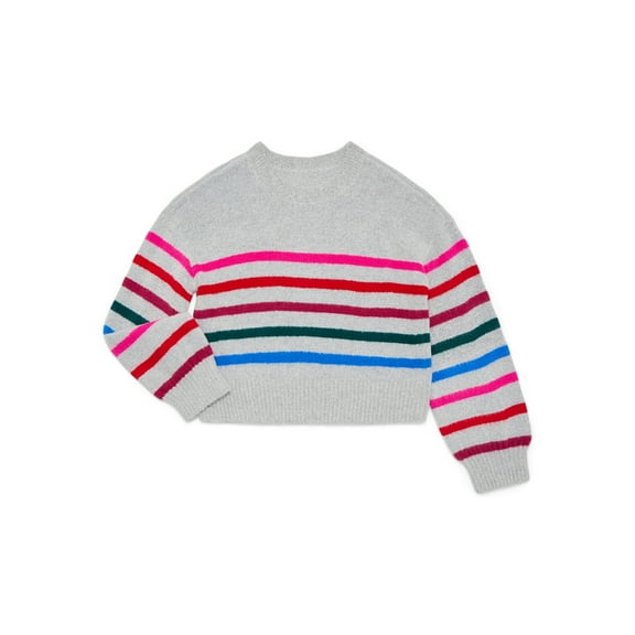 Wonder Nation Girls Holiday Fair Isle Sweater, Sizes 4-18 & Plus