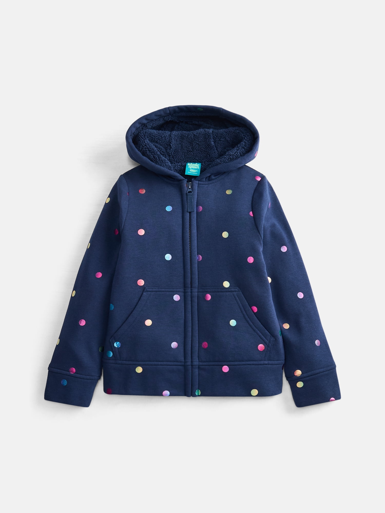 Wonder Nation Girls' Kid Tough Fleece Lined Hoodie Jacket, Sizes 4-18 & Plus