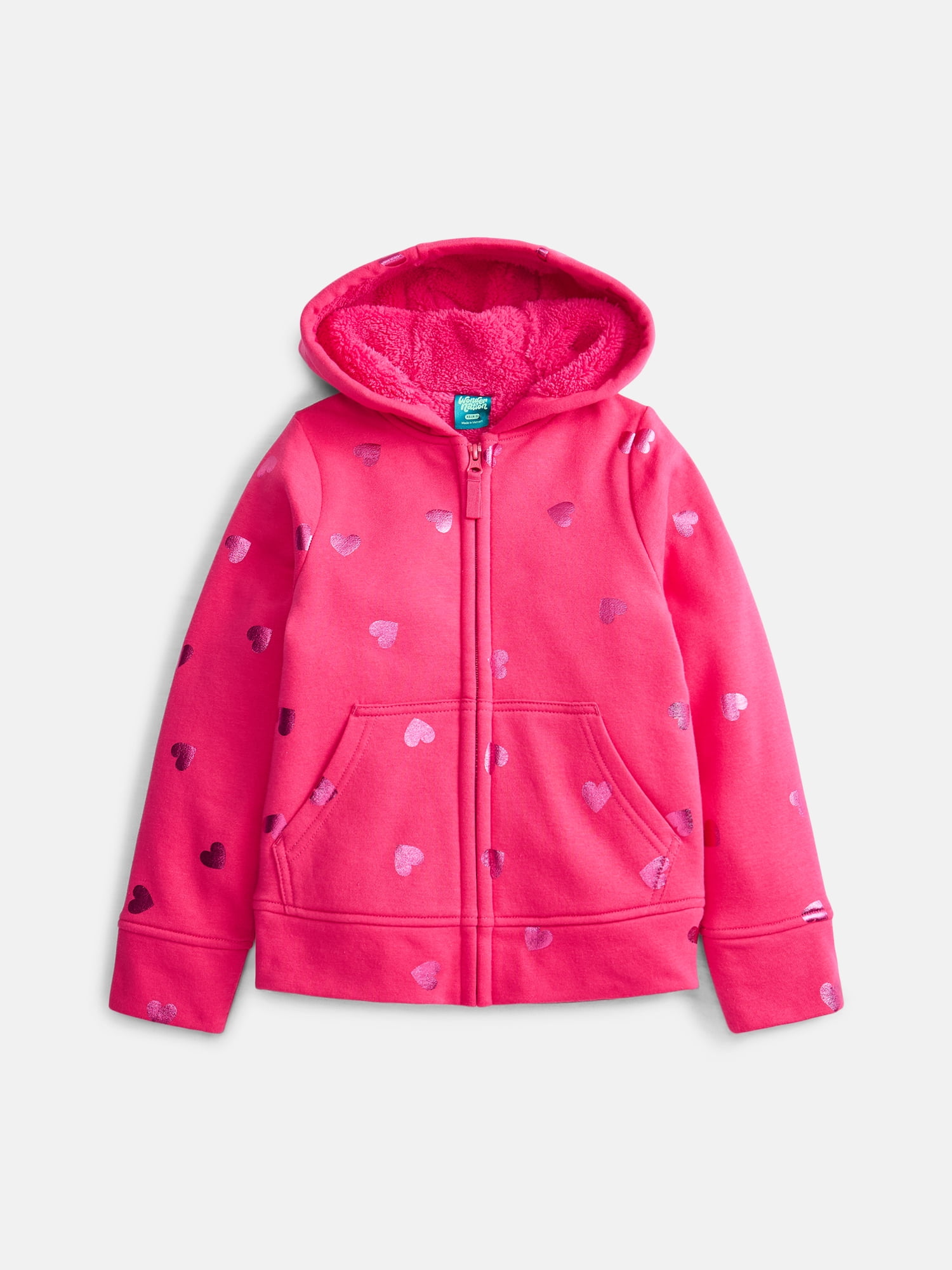 Wonder Nation Girls' Kid Tough Fleece Lined Hoodie Jacket, Sizes 4-18 & Plus
