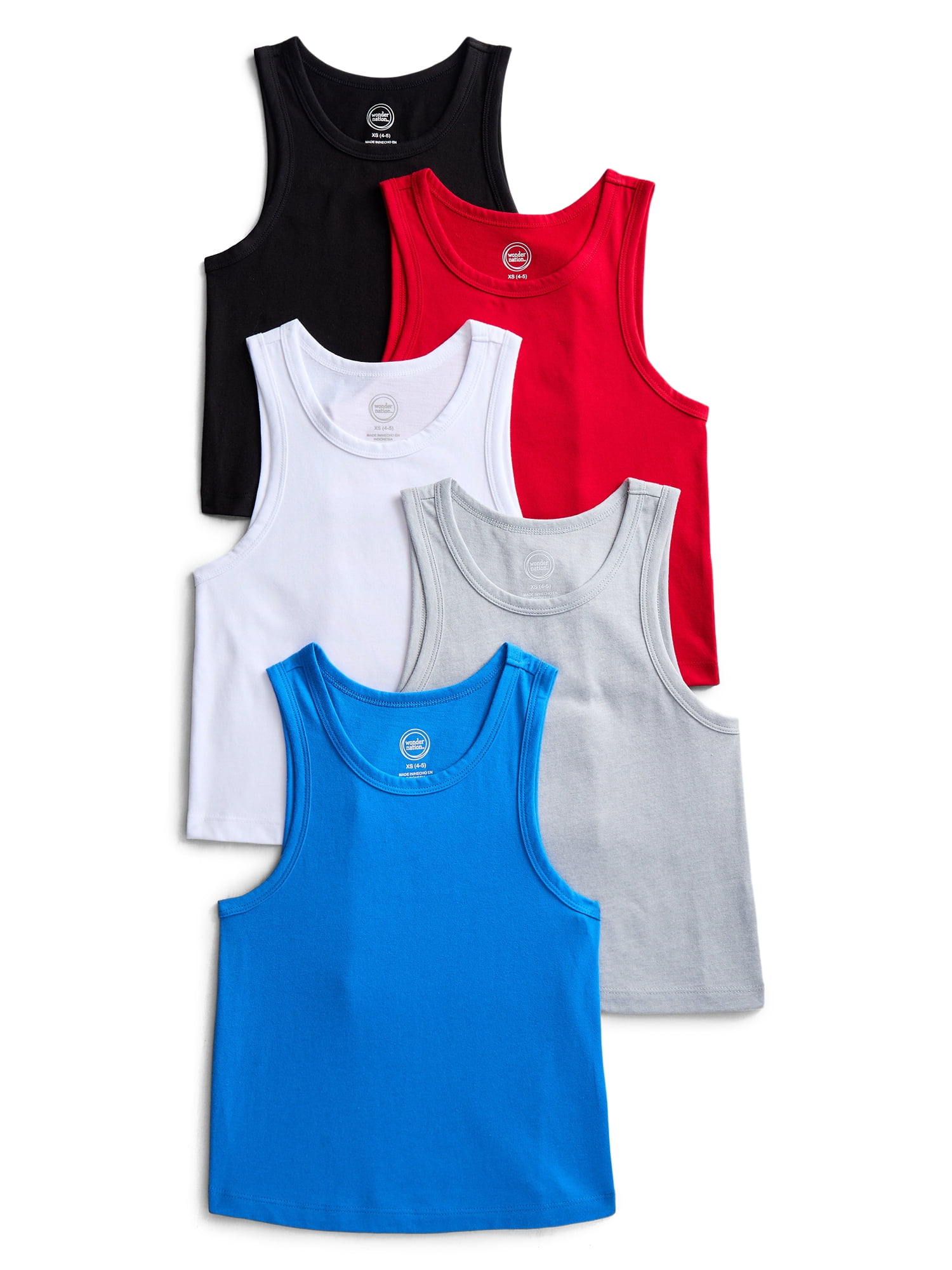 Wonder Nation Boys Kid Tough Tank Tops, 5-Pack, Sizes XS-XXL & Husky