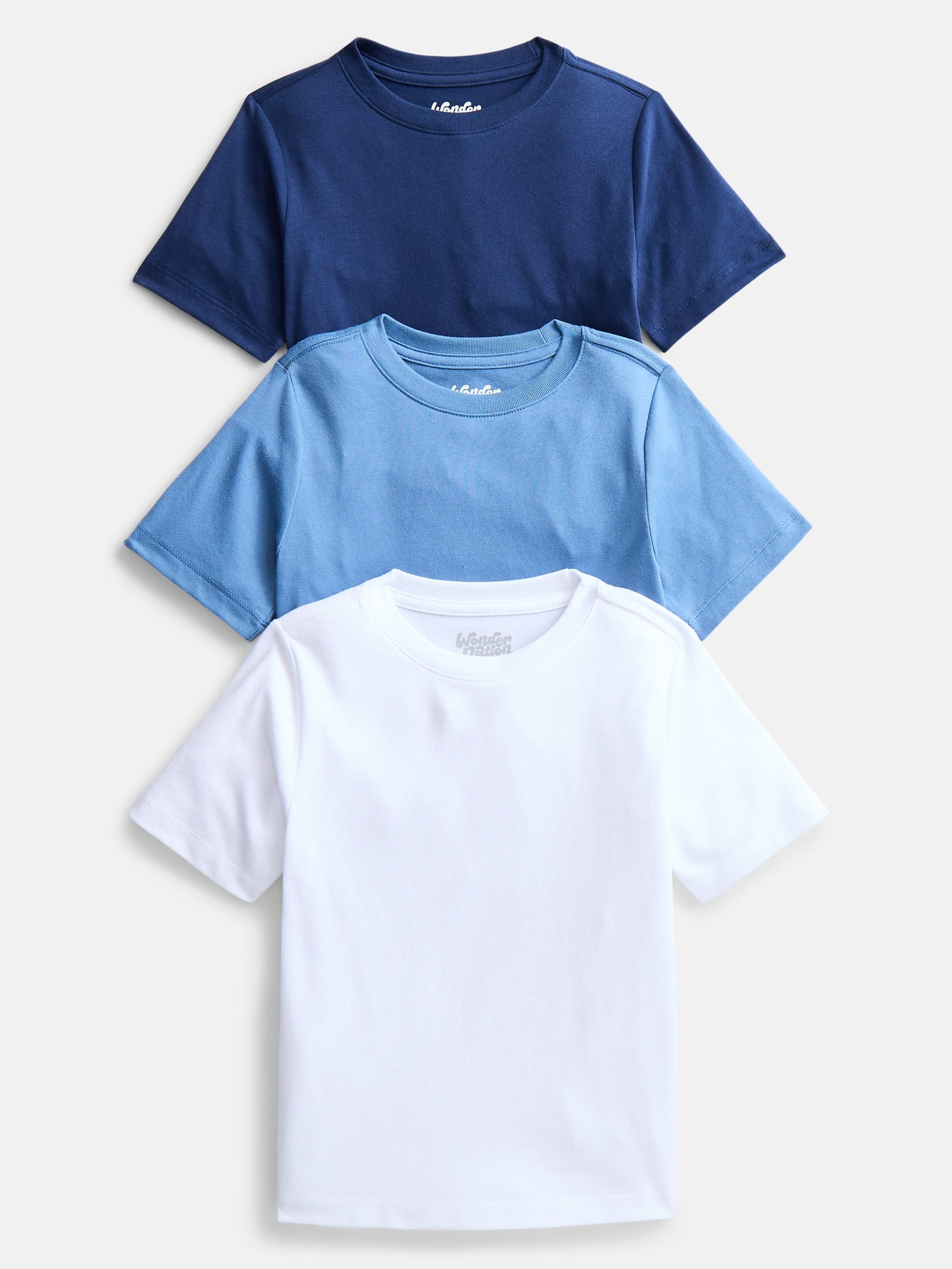 Wonder Nation Boys' Kid Tough Tee with Short Sleeves, 3-Pack Sizes XS-XXL & Husky