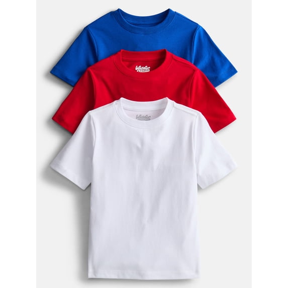 Wonder Nation Boys' Kid Tough Tee with Short Sleeves, 3-Pack Sizes XS-XXL & Husky