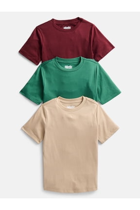 Boys' Kid Tough Tee with Short Sleeves, 3-Pack Sizes XS-XXL & Husky