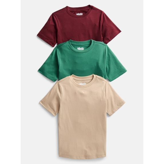 Wonder Nation Boys' Kid Tough Tee with Short Sleeves, 3-Pack Sizes XS-XXL & Husky