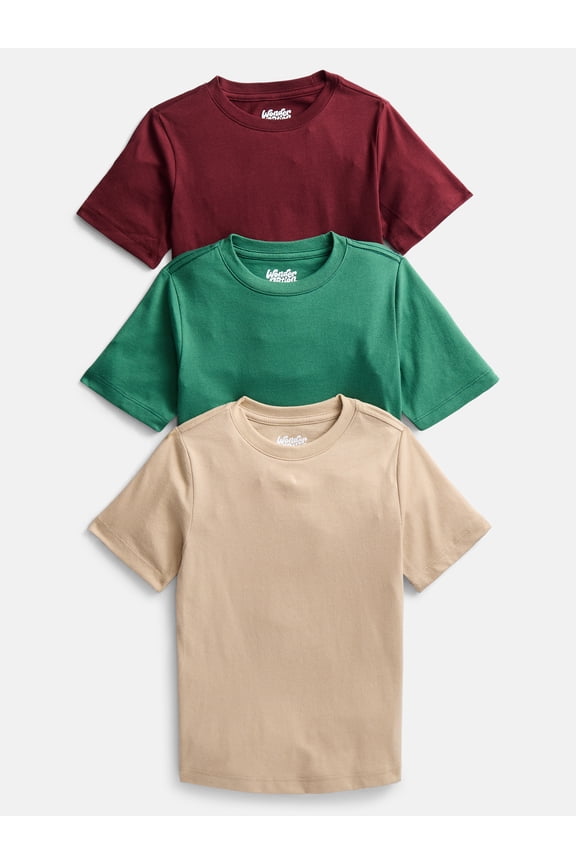 Boys' Kid Tough Tee with Short Sleeves, 3-Pack Sizes XS-XXL & Husky
