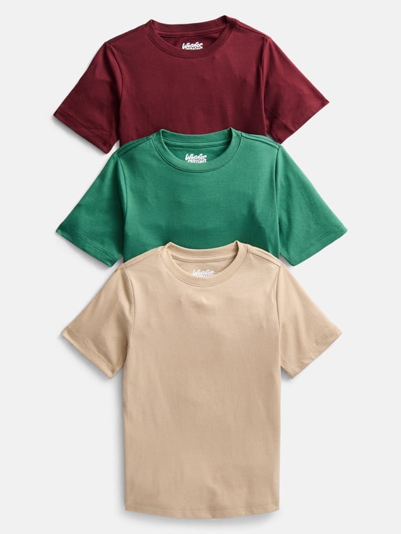 Boys' Kid Tough Tee with Short Sleeves, 3-Pack Sizes XS-XXL & Husky