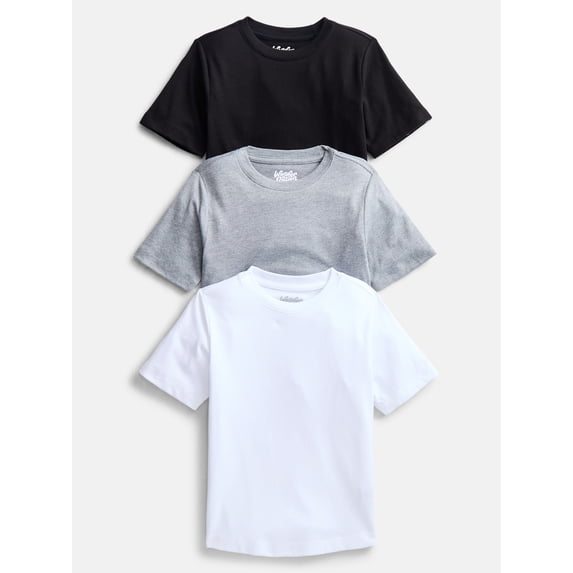 Wonder Nation Boys' Kid Tough Tee with Short Sleeves, 3-Pack Sizes XS-XXL & Husky