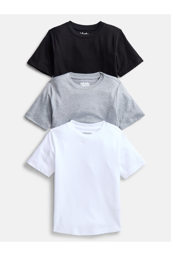 Boys' Kid Tough Tee with Short Sleeves, 3-Pack Sizes XS-XXL & Husky