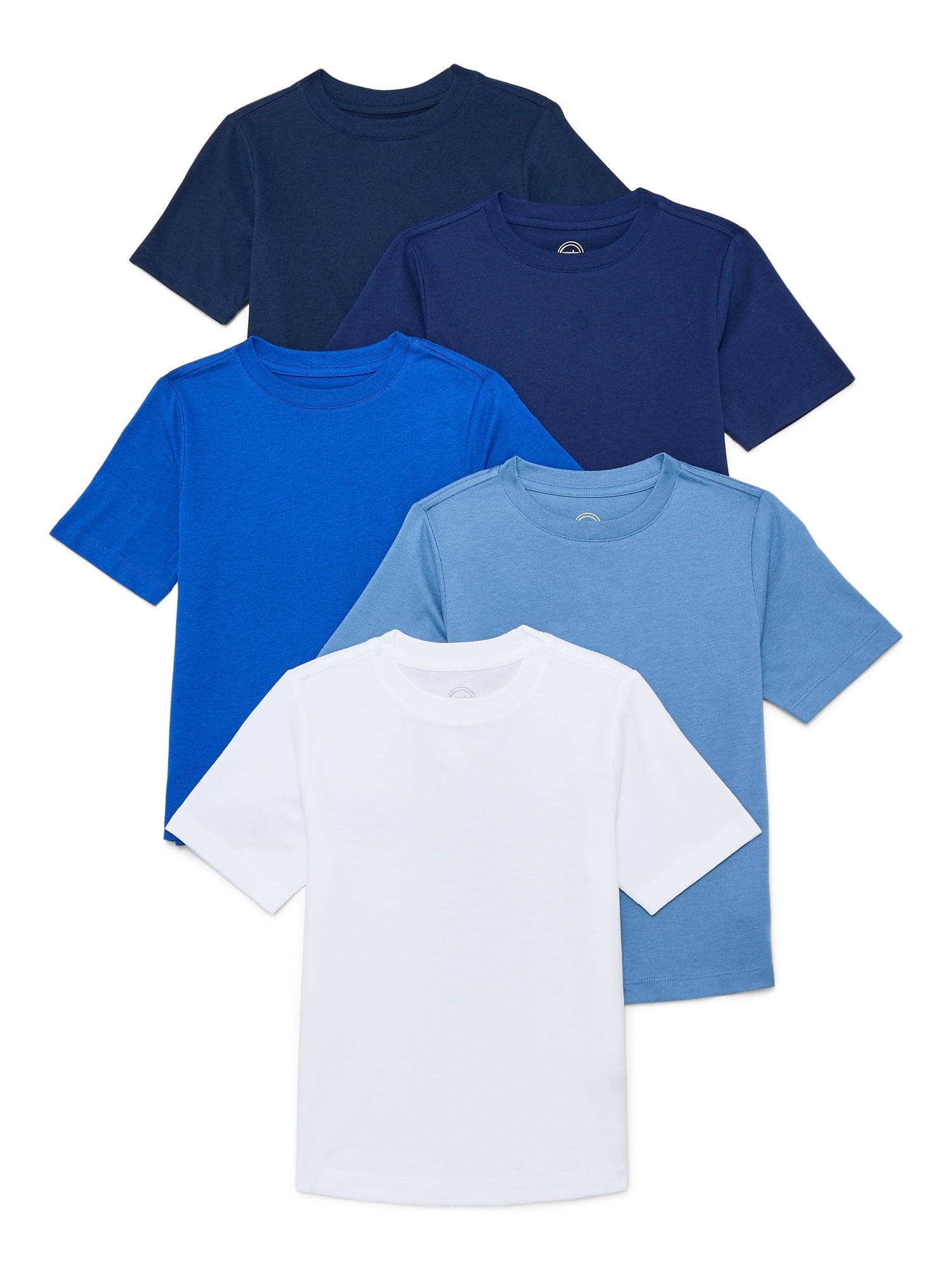 Wonder Nation Boys Short Sleeve Crewneck T-Shirt, 5-Pack, Sizes 4-18 & Husky