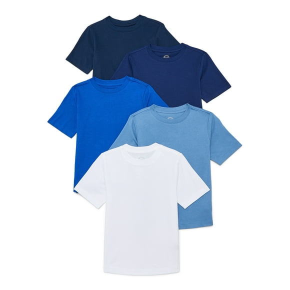 Wonder Nation Boys Short Sleeve Crewneck T-Shirt, 5-Pack, Sizes 4-18 & Husky