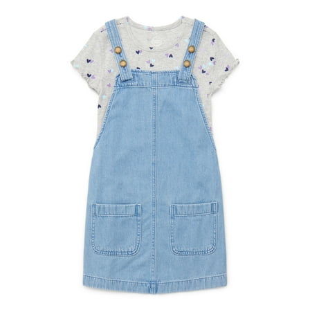 Wonder Nation Little Girls 2-Piece Skirtall Outfit Set, Sizes 4-10