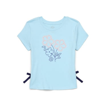 Wonder Nation Little Girls Short Sleeve Embellished Graphic Tee, Sizes 4-10