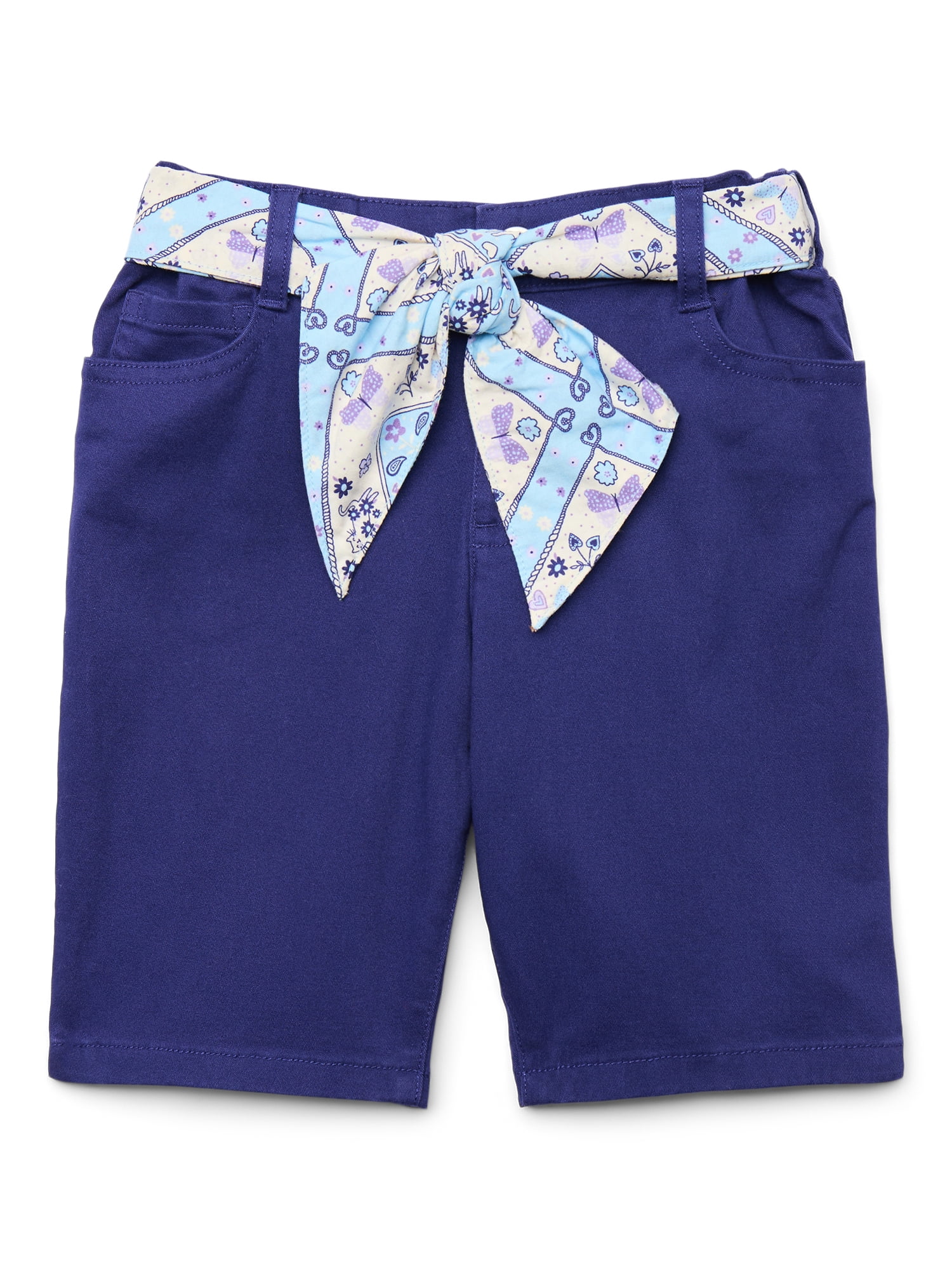 Wonder Nation Little Girls Bermuda Shorts with Scarf Belt, Sizes 4-10